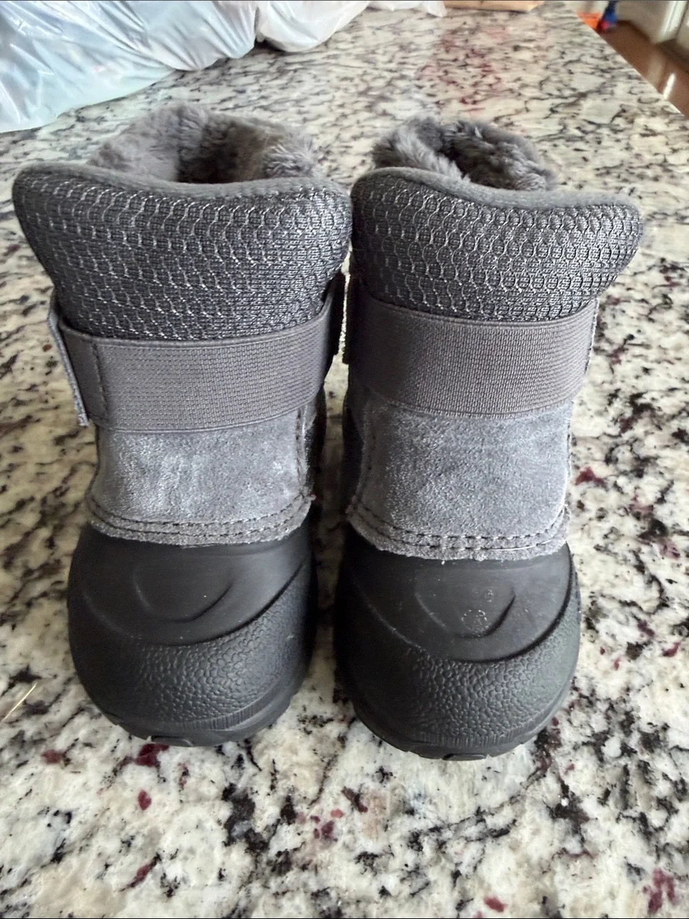 The North Face Kids Gray and Black Waterproof Snow Boots with Red Logo